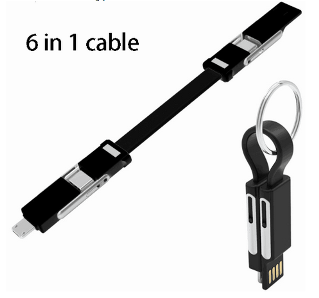 6 in 1 Keychain USB  Cable